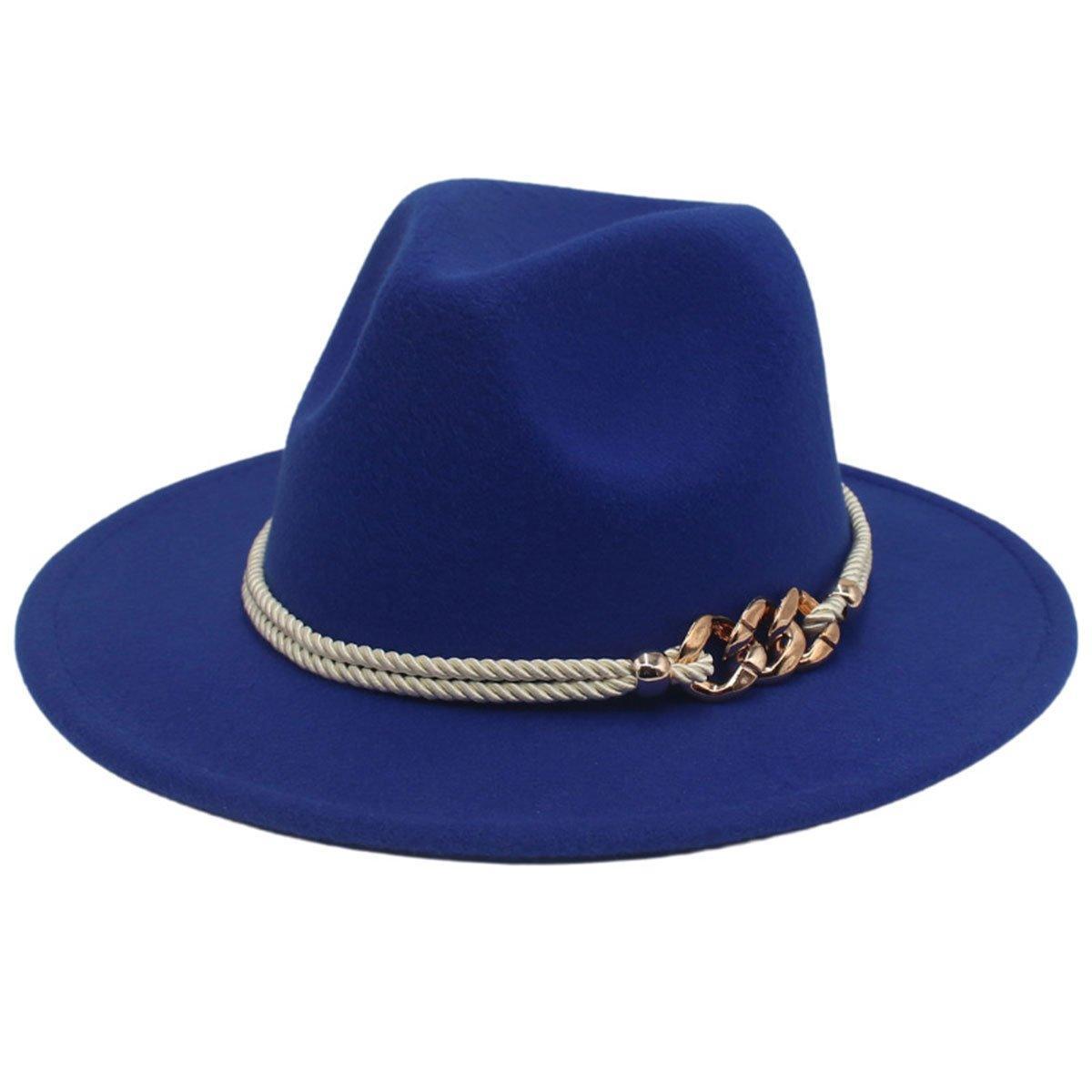Jazz Hat Autumn Winter Retro Large Brim Hat for Men and Women Stylish Headwear - Light Grey