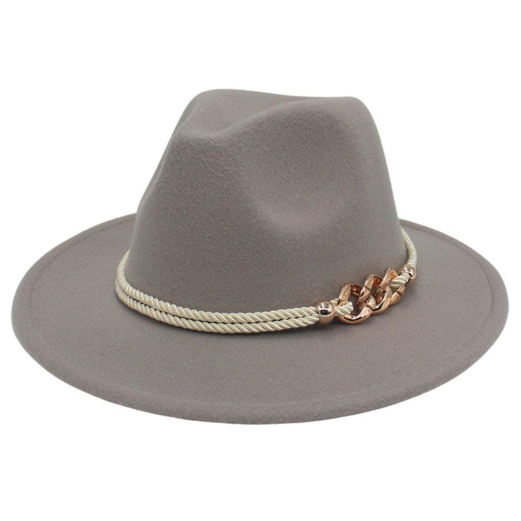 Jazz Hat Autumn Winter Retro Large Brim Hat for Men and Women Stylish Headwear - Pink