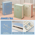 Creative PU Leather Jewelry Box Book Earrings Rings Necklace Organizer Holder - Green