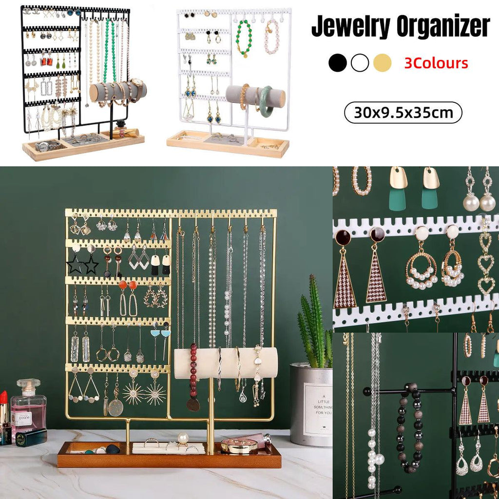 Jewelry Display Rack Earrings Organizer Stand for Jewelry Hangers Storage Holder - Black