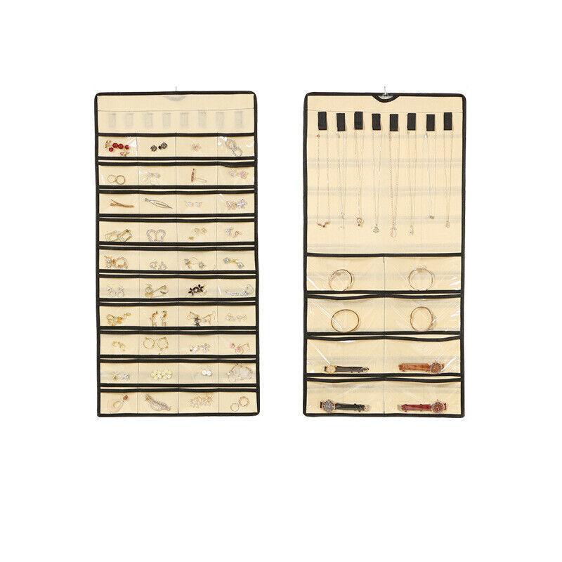 48 Pockets Jewelry Hanging Storage Organizer Holder Earring Display Pouch Bag - Grey