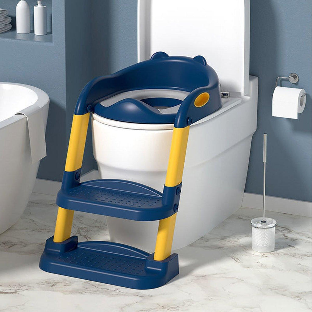 Potty Training Toilet Seat Chair with Ladder Step-Up Stool Foldable Design - Pink