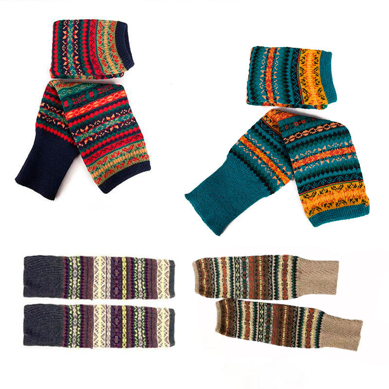 Women Ladies Winter Warm Knit Wool Leg Warmer Woolen Knee Knit Socks Leggings - Navy