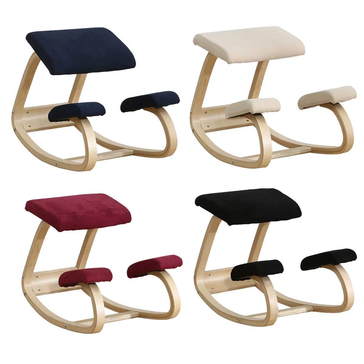 Ergonomic Kneeling Chair Rocking Office Desk Stool Upright Posture Support Seat - Wine Red