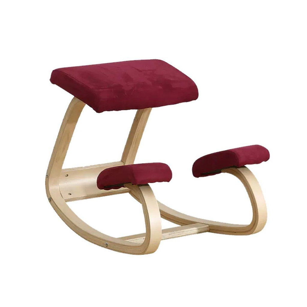 Ergonomic Kneeling Chair Rocking Office Desk Stool Upright Posture Support Seat - Wine Red