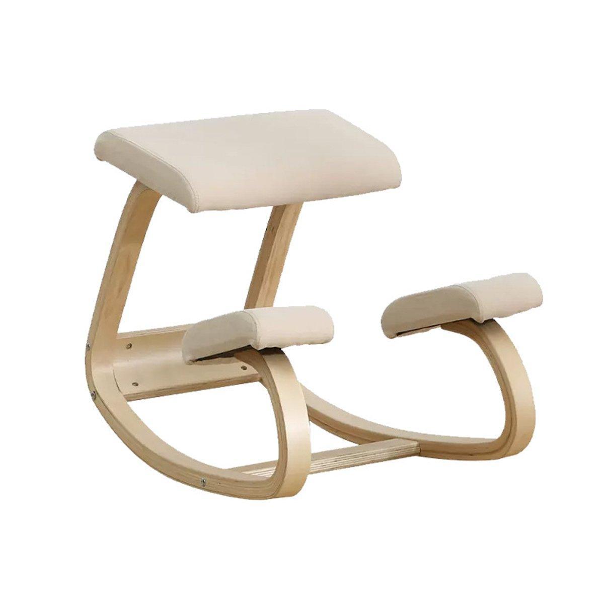 Ergonomic Kneeling Chair Rocking Office Desk Stool Upright Posture Support Seat - Wine Red