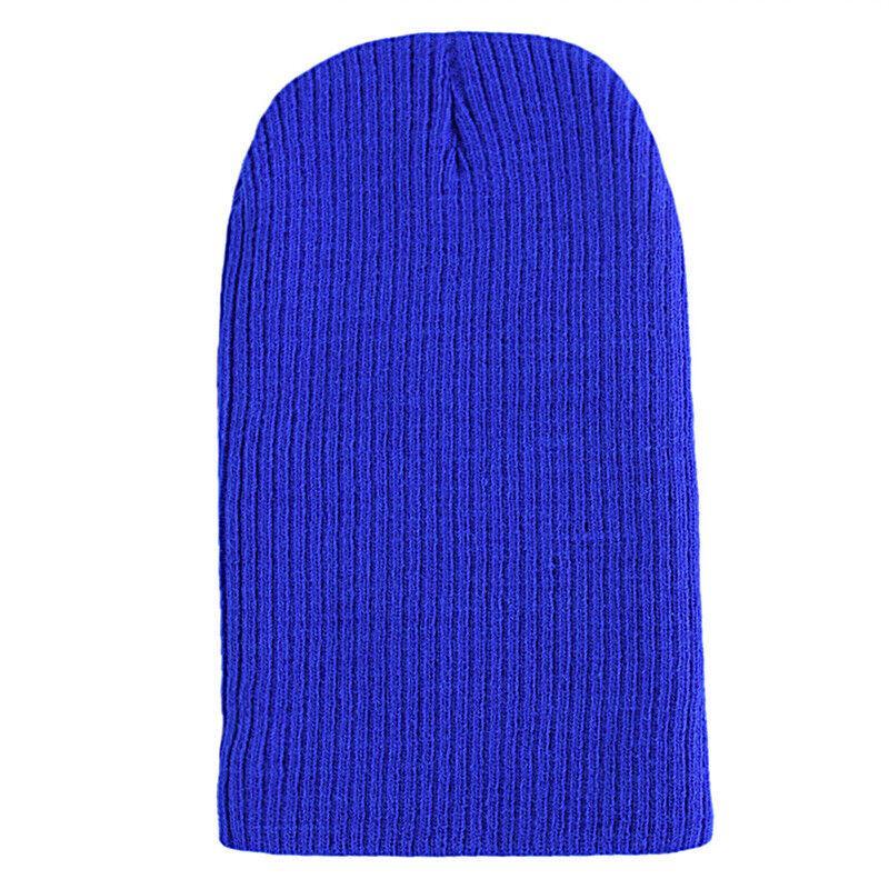Winter Thermal Warm Women Men Hat Slouch Baggy Hat Beanie Ski Knitted Cap - Navy Blue