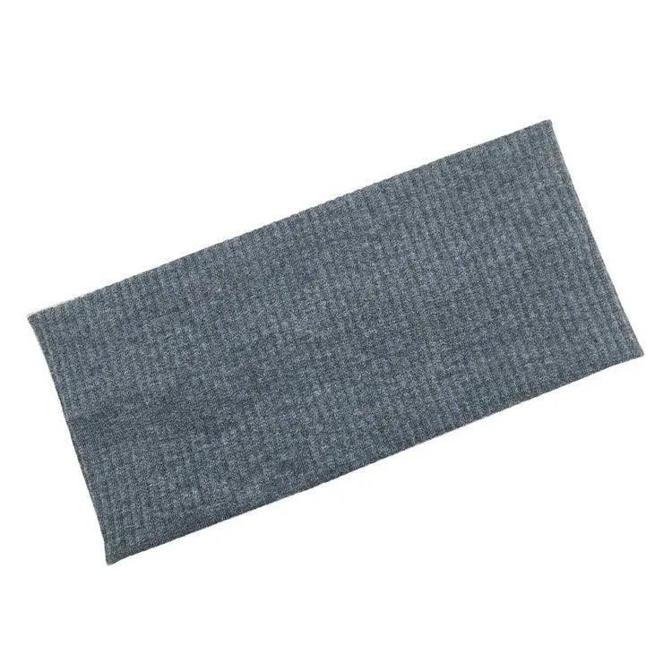 Women Headband Solid Wide Turban Knitted Cotton Hairband Girls Elastic Hair Band - Coffee