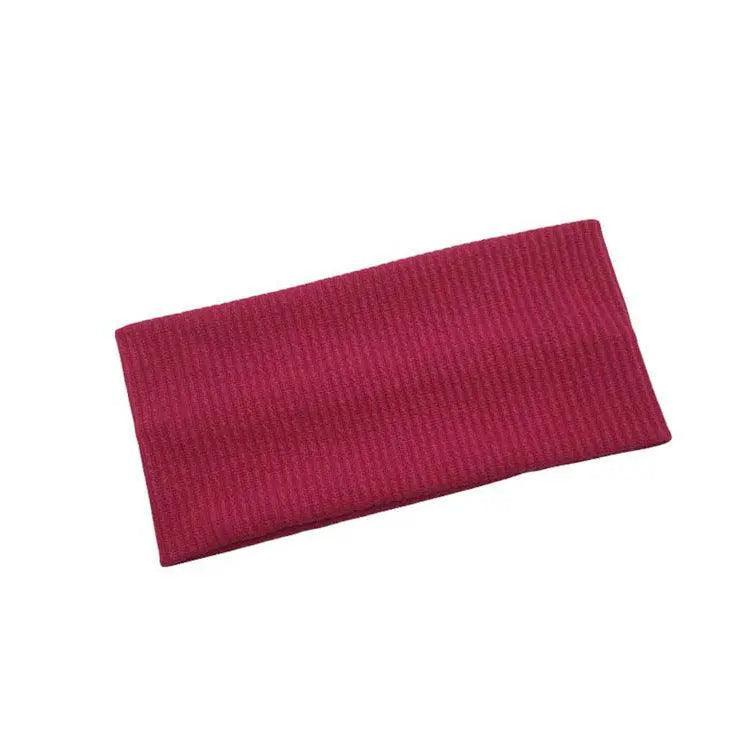 Women Headband Solid Wide Turban Knitted Cotton Hairband Girls Elastic Hair Band - Coffee