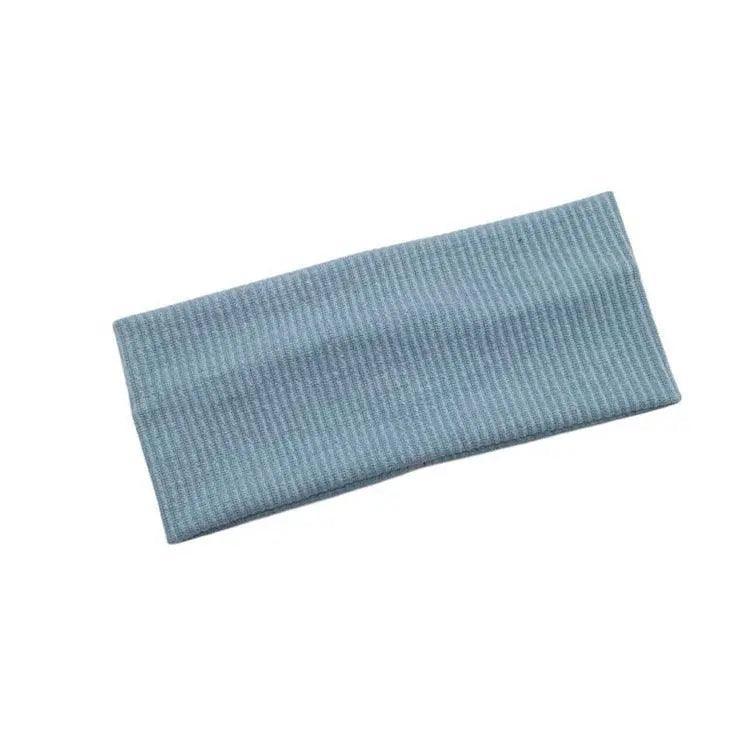 Women Headband Solid Wide Turban Knitted Cotton Hairband Girls Elastic Hair Band - Dark Grey
