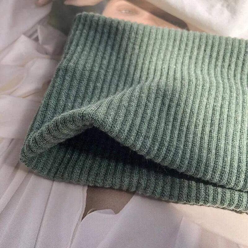 Women Headband Solid Wide Turban Knitted Cotton Hairband Girls Elastic Hair Band - Green