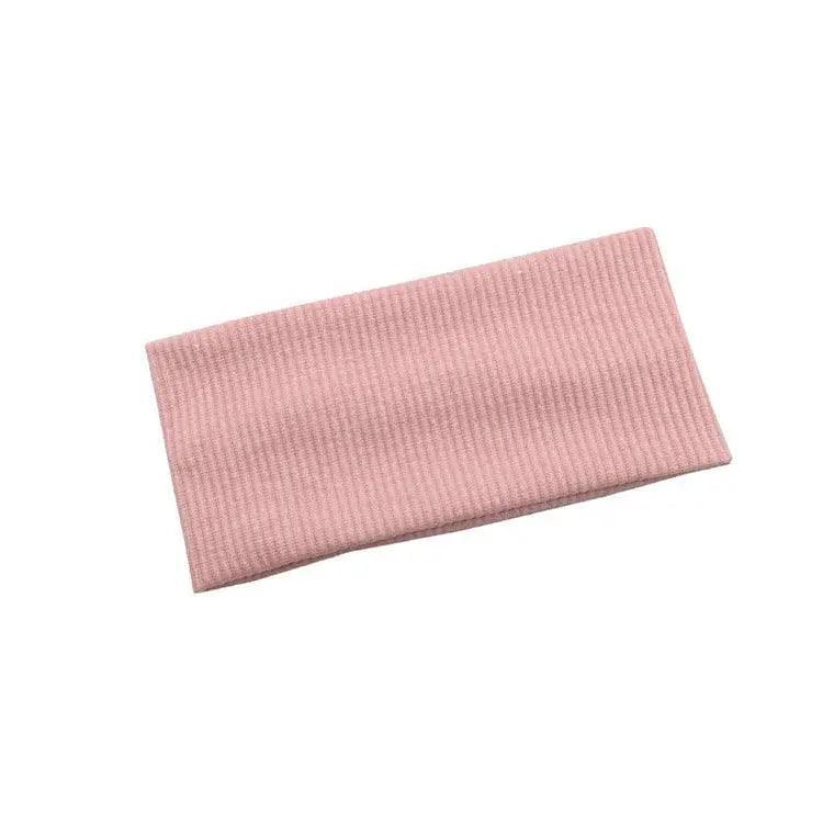 Women Headband Solid Wide Turban Knitted Cotton Hairband Girls Elastic Hair Band - Light Grey