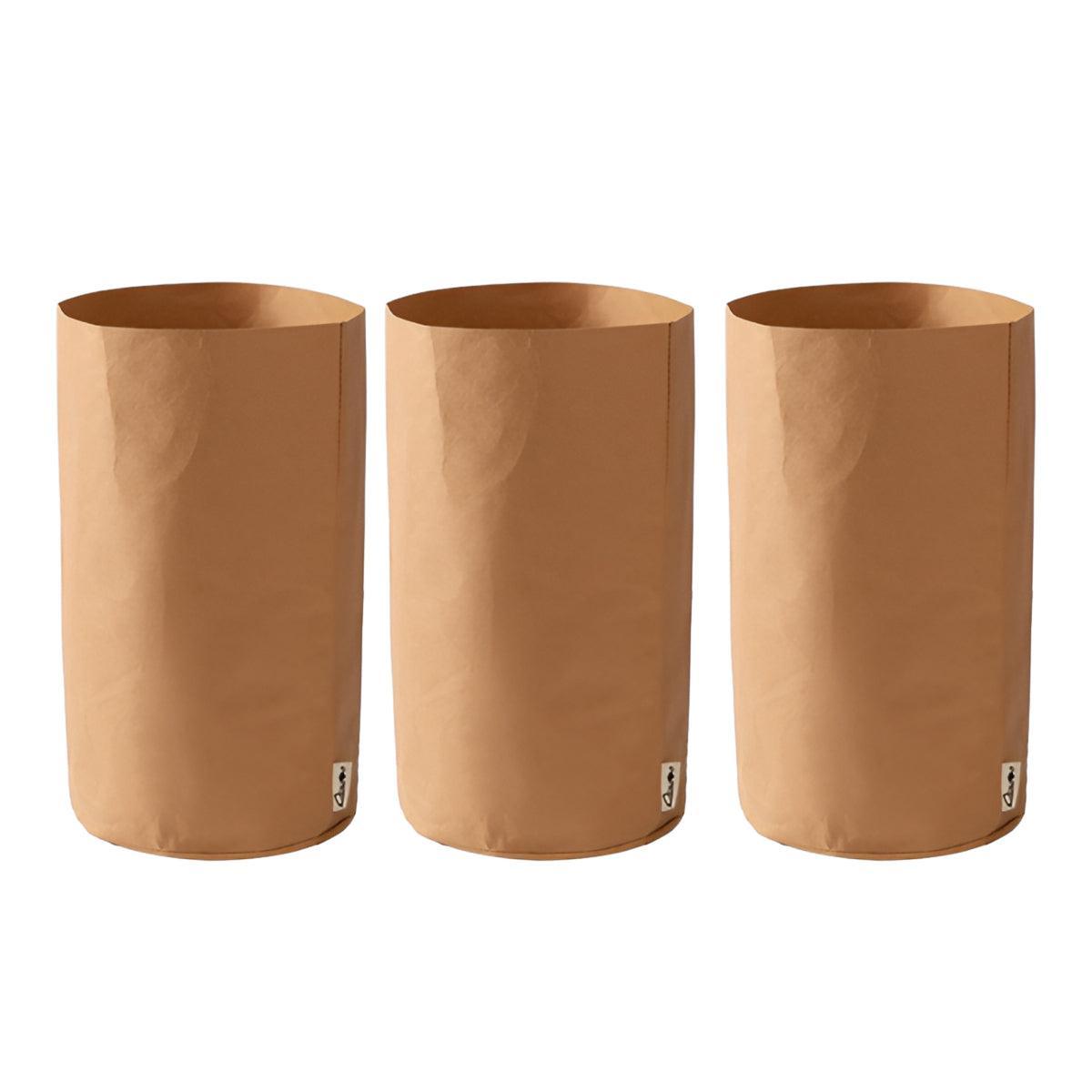 3pcs Washable Kraft Paper Storage Bag for Kitchen Desktop Refrigerator Organizer - XL-Square