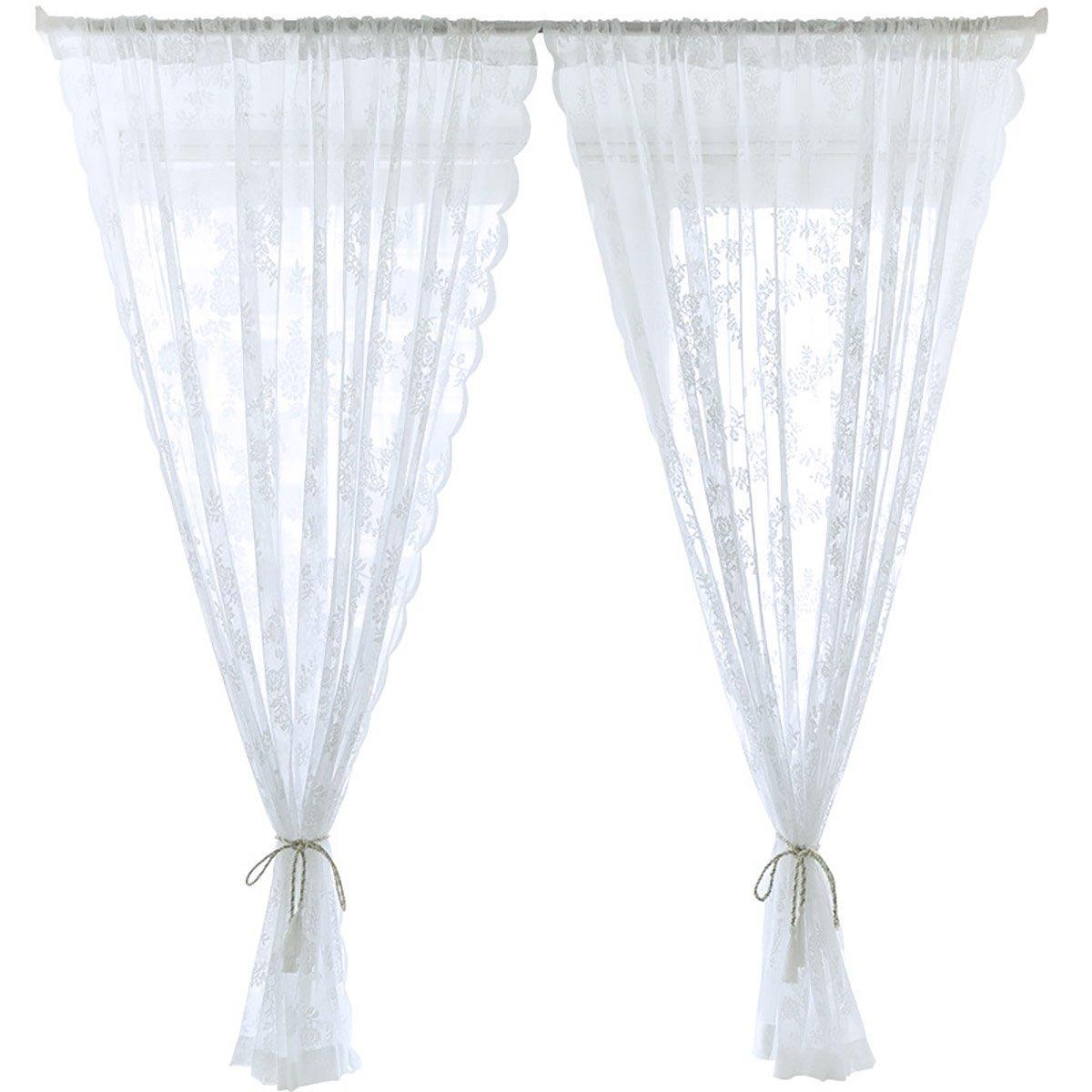 Elegant Lace Curtain Bedroom Window Door Screen Privacy Window Decor - 145*100cm