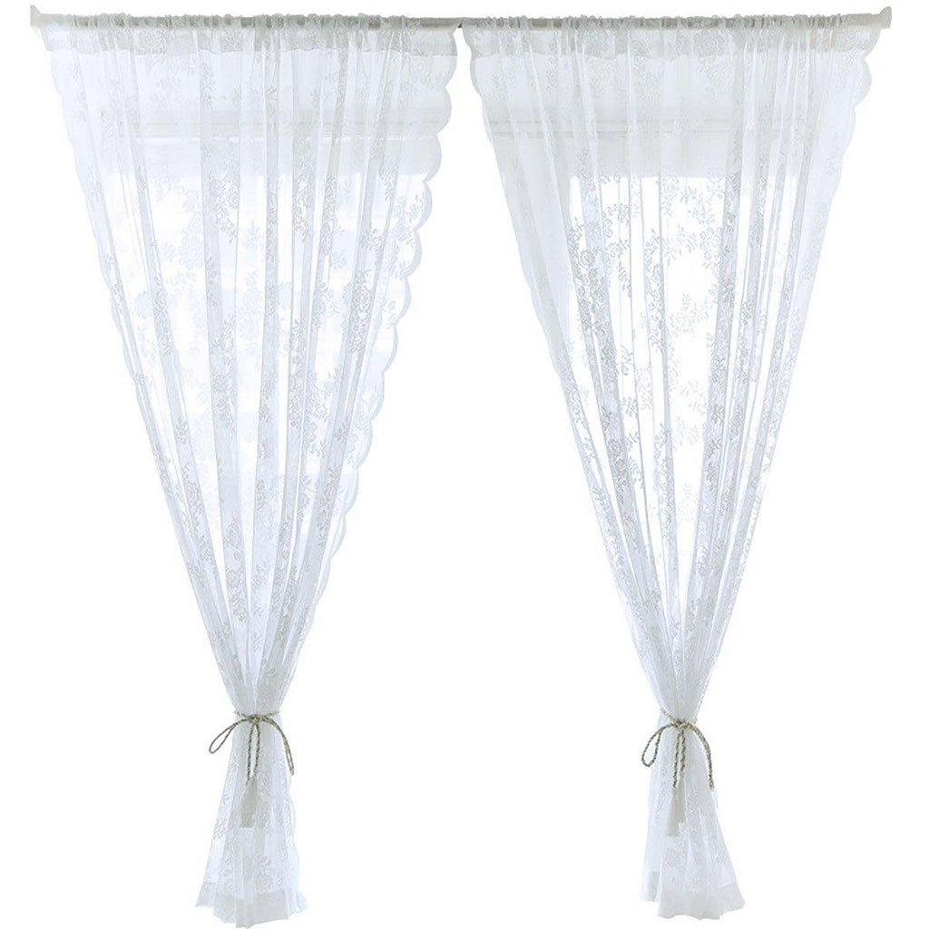 Elegant Lace Curtain Bedroom Window Door Screen Privacy Window Decor - 145*150cm