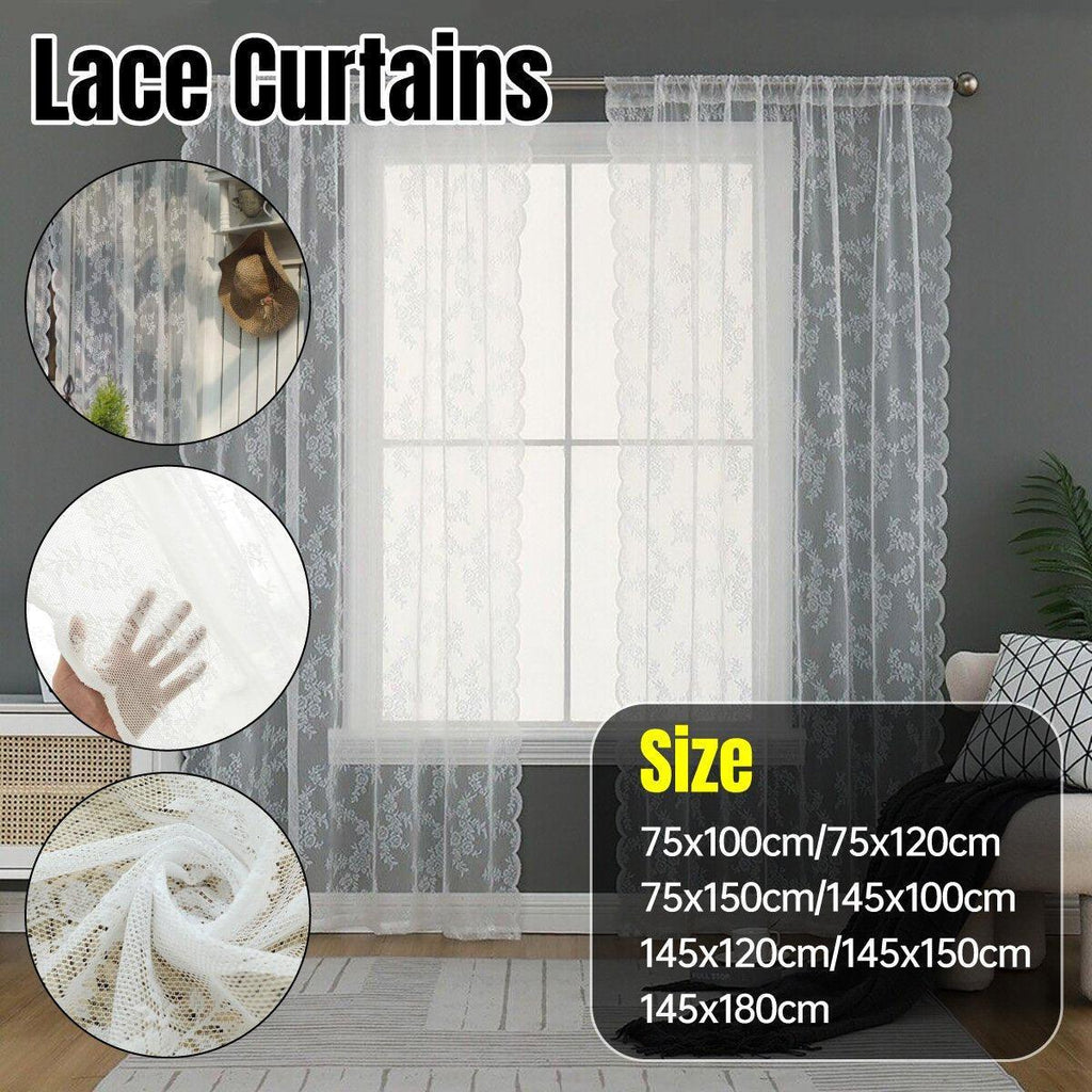 Elegant Lace Curtain Bedroom Window Door Screen Privacy Window Decor - 75*100cm