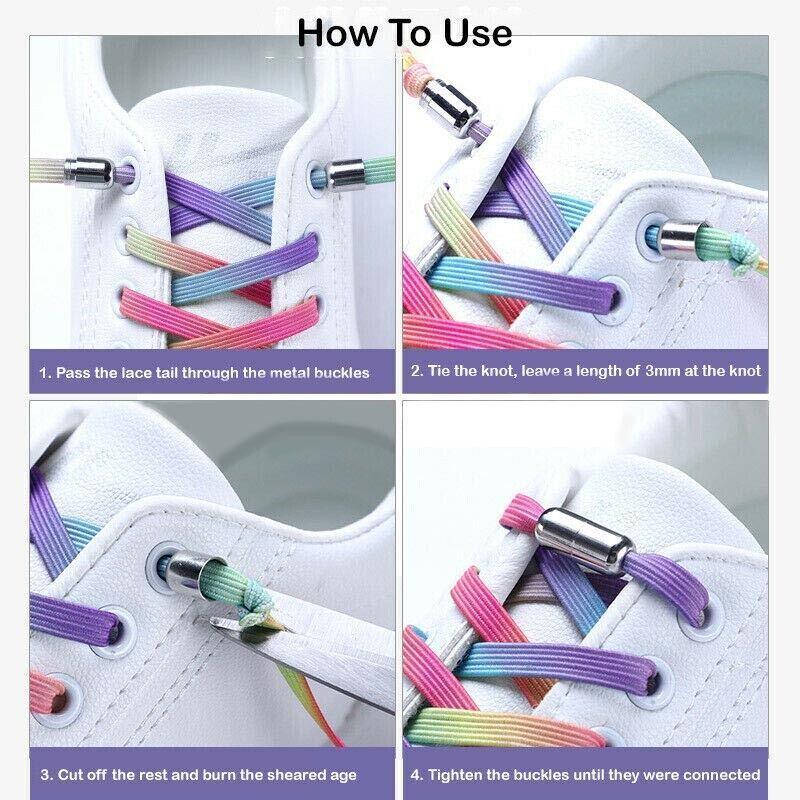 No Tie Locked Elastic Shoelace Shoe Lace Lazy Laces Sneakers Sports - NO.1 Paints