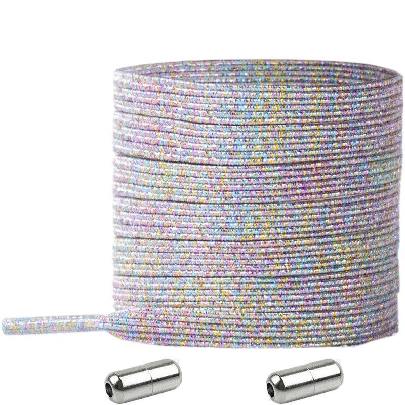 No Tie Locked Elastic Shoelace Shoe Lace Lazy Laces Sneakers Sports - NO.12 Glitter Dark