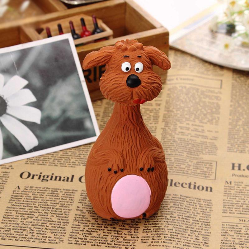 Latex Squeaky Dog Toys Puppy Pet Chew Toys Squeaker Soft and Interactive - Brown