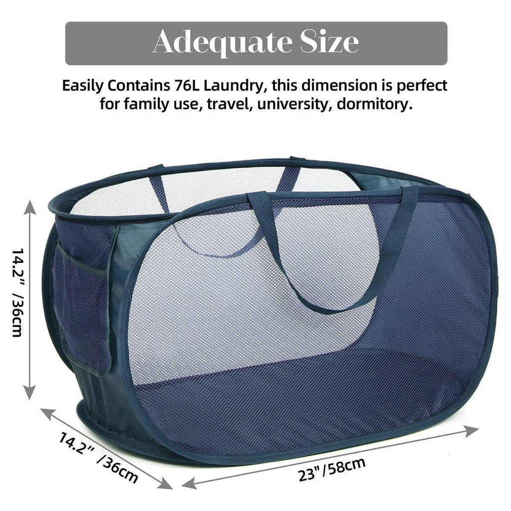 Large Folding Laundry Basket Collapsible Storage Organizer Dirty Clothes Hamper - Navy
