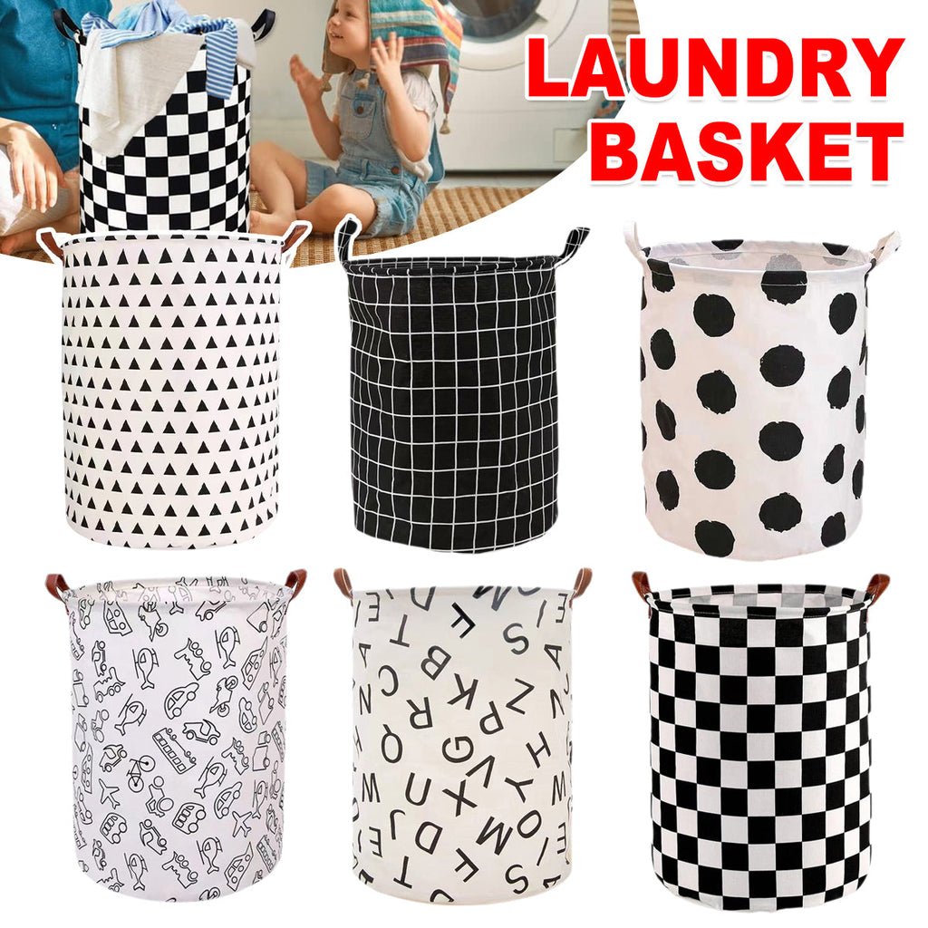 Foldable Laundry Basket Dirty Clothes Hamper Toy Storage Organizer Storage Bin - English Letters