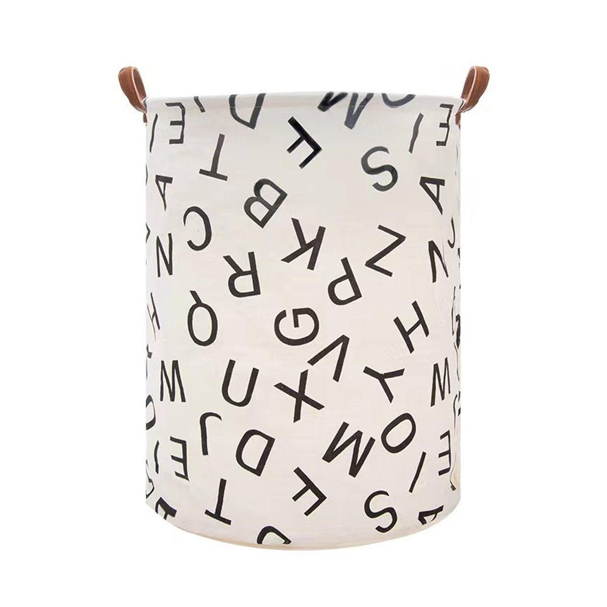 Foldable Laundry Basket Dirty Clothes Hamper Toy Storage Organizer Storage Bin - English Letters