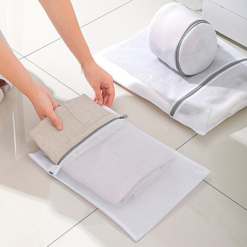 5pcs Zipper Mesh Laundry Bags Set Clothes Washing Organiser for Delicates - Pink