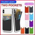 Silicone Phone Card Holder Double Layer Adhesive Wallet with 3M Backing - Orange