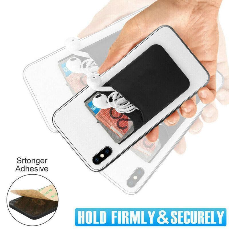 Silicone Phone Card Holder Double Layer Adhesive Wallet with 3M Backing - Orange