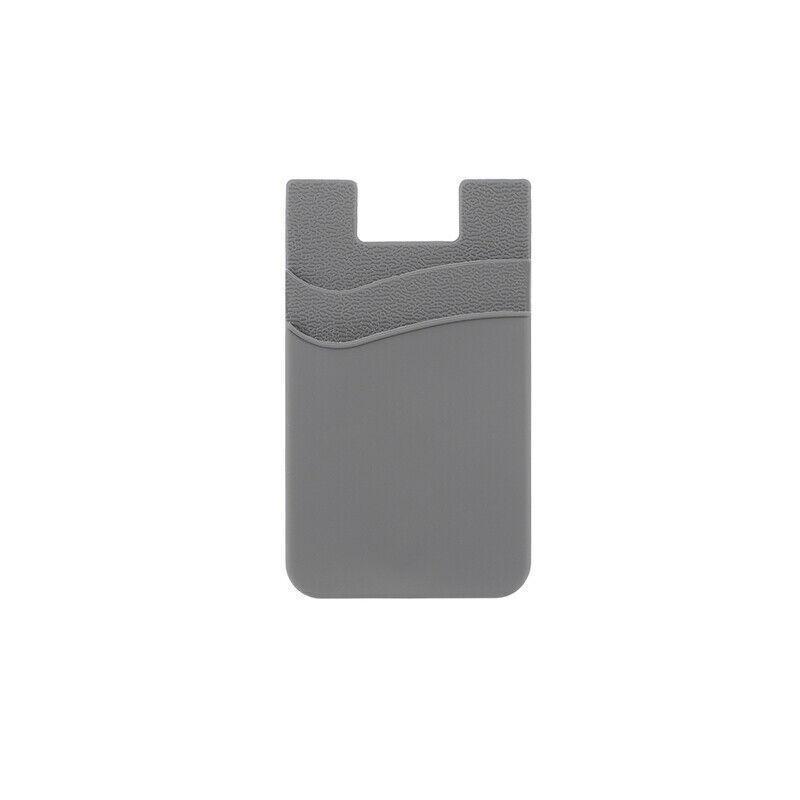 Silicone Phone Card Holder Double Layer Adhesive Wallet with 3M Backing - Orange