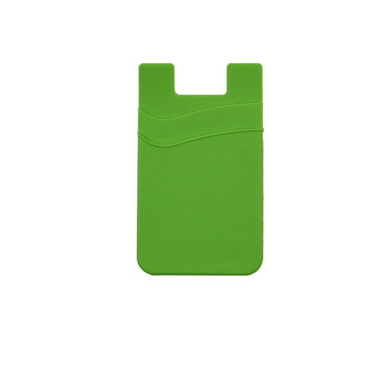Silicone Phone Card Holder Double Layer Adhesive Wallet with 3M Backing - Orange