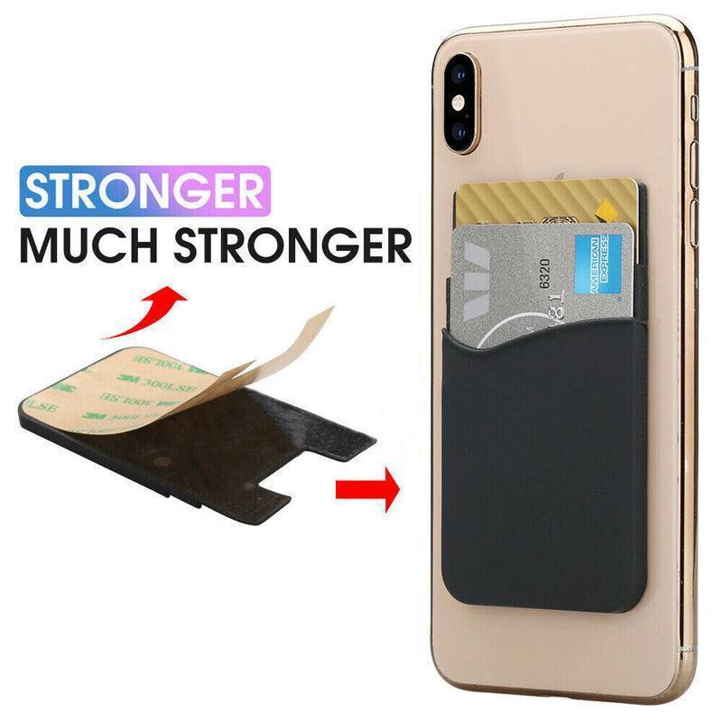 Silicone Phone Card Holder Double Layer Adhesive Wallet with 3M Backing - Red