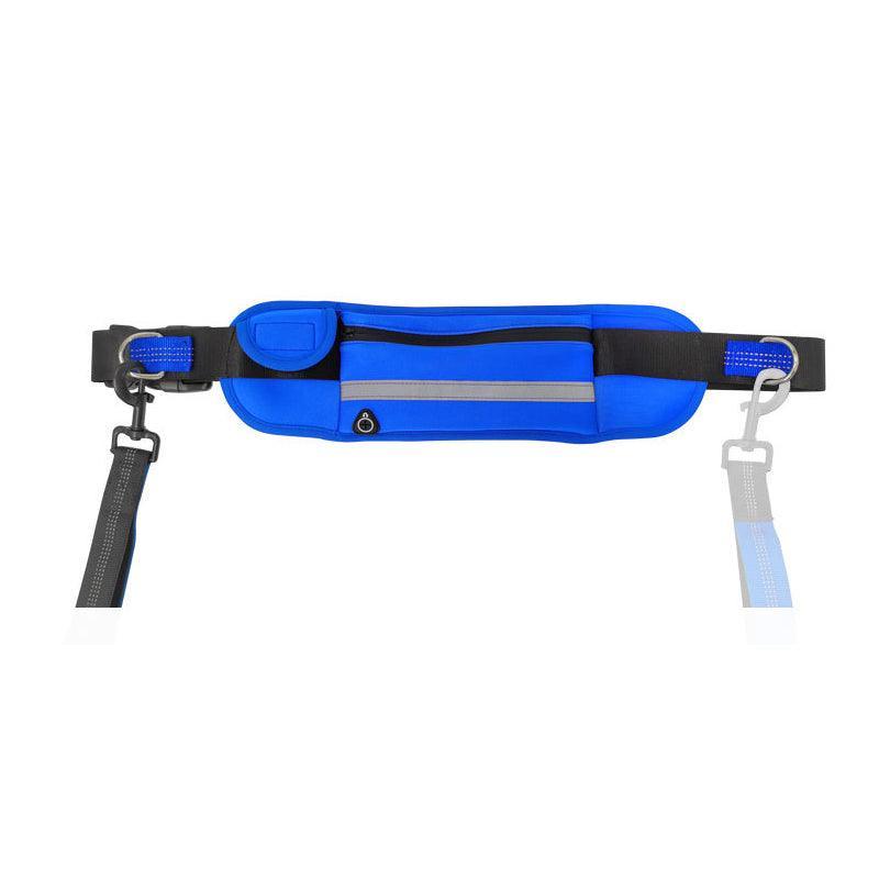 Hands Free Dog Leash Adjustable Lead with Waist Belt Bag for Walking Jogging Running - Black+Pink