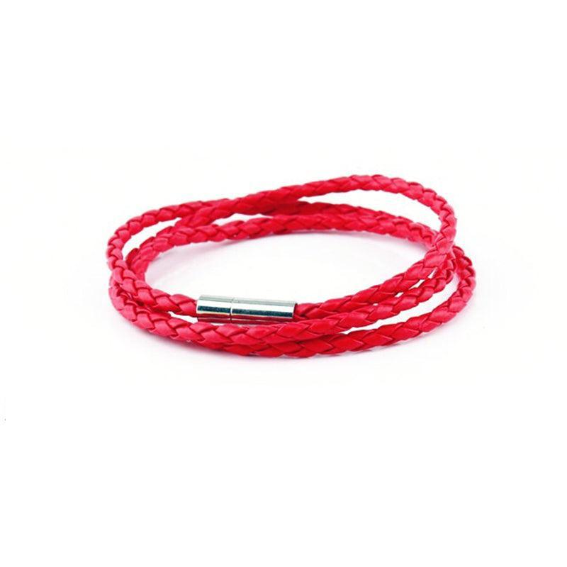 1Pc New Fashion Men Women Three Laps Pu Leather Bracelet Wristband Bangle Punk - Black