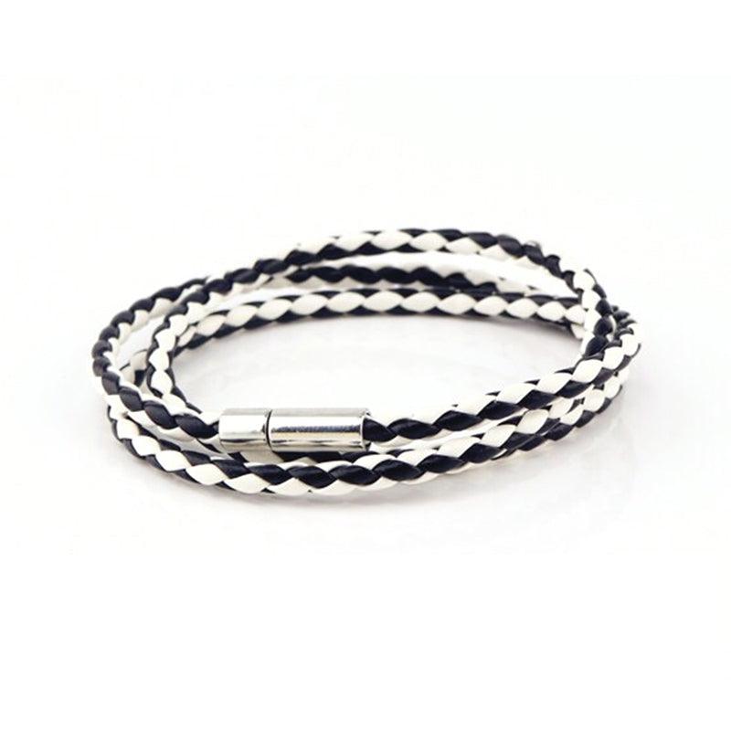 1Pc New Fashion Men Women Three Laps Pu Leather Bracelet Wristband Bangle Punk - Dark Brown