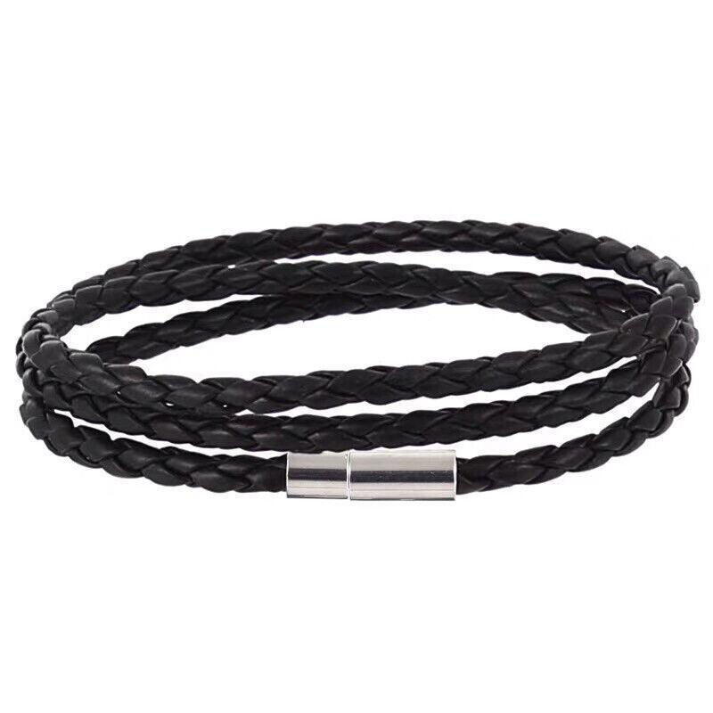 1Pc New Fashion Men Women Three Laps Pu Leather Bracelet Wristband Bangle Punk - White