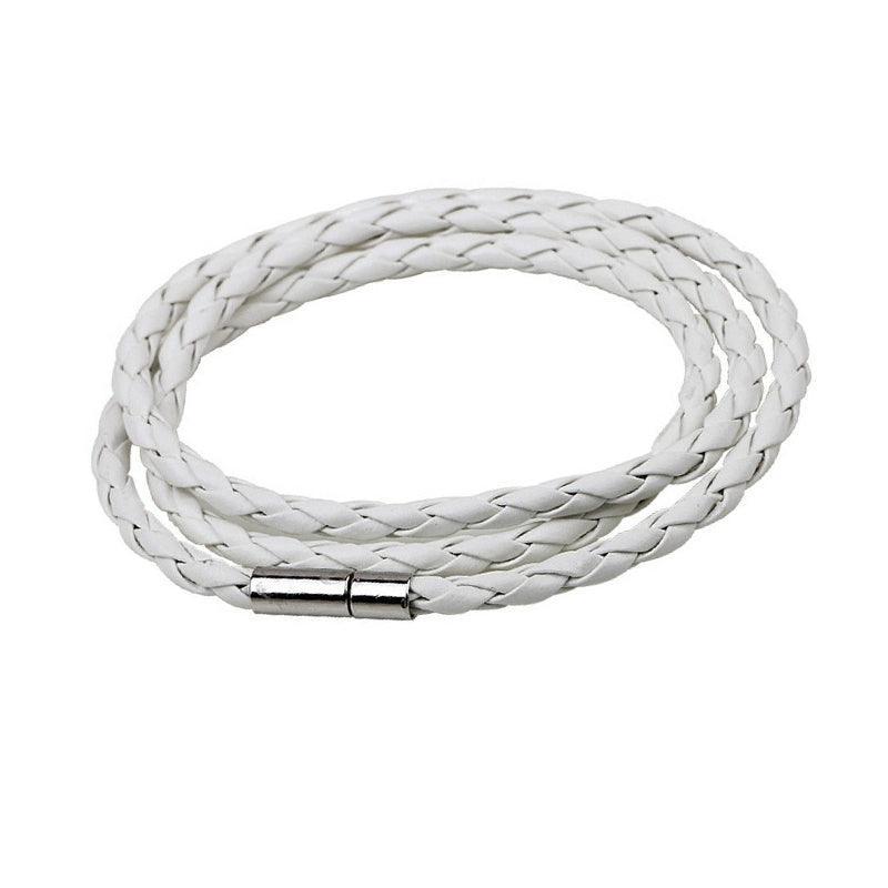 1Pc New Fashion Men Women Three Laps Pu Leather Bracelet Wristband Bangle Punk - White