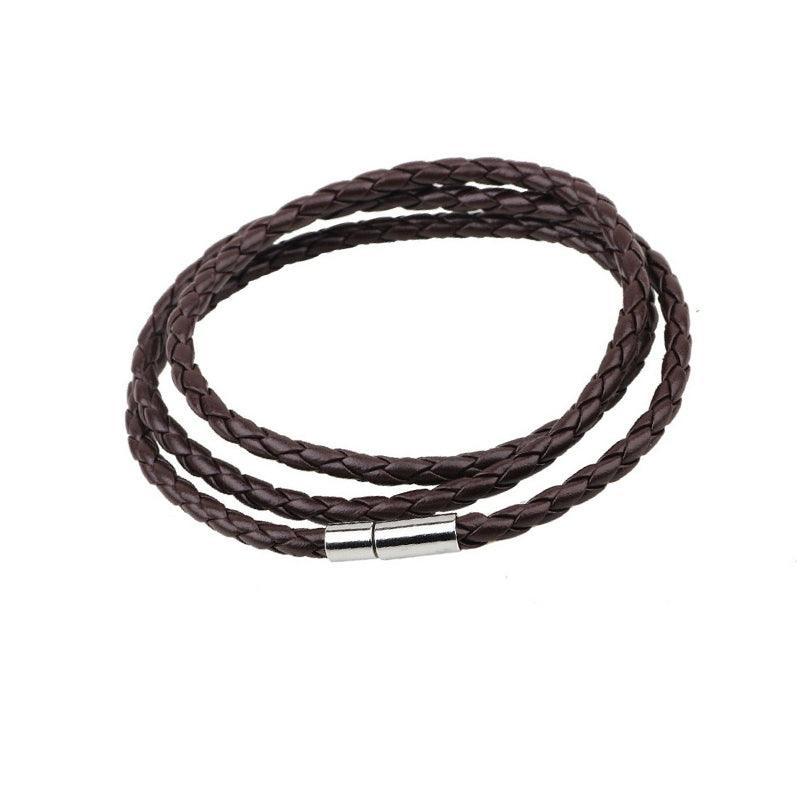 1Pc New Fashion Men Women Three Laps Pu Leather Bracelet Wristband Bangle Punk - White