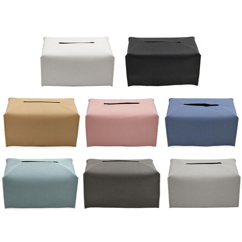 Large Size Tissue Box Dispenser Paper Holder Napkin Case Pu Leather Cover - Green