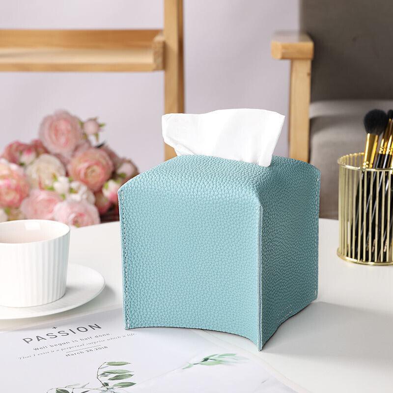 Large Size Tissue Box Dispenser Paper Holder Napkin Case Pu Leather Cover - Green