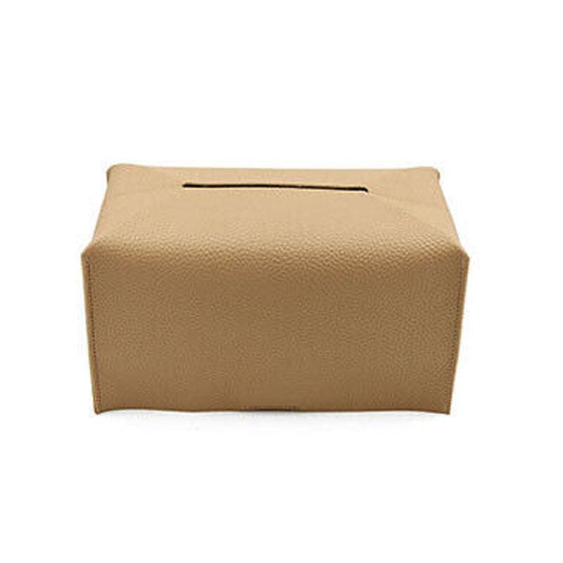 Large Size Tissue Box Dispenser Paper Holder Napkin Case Pu Leather Cover - White