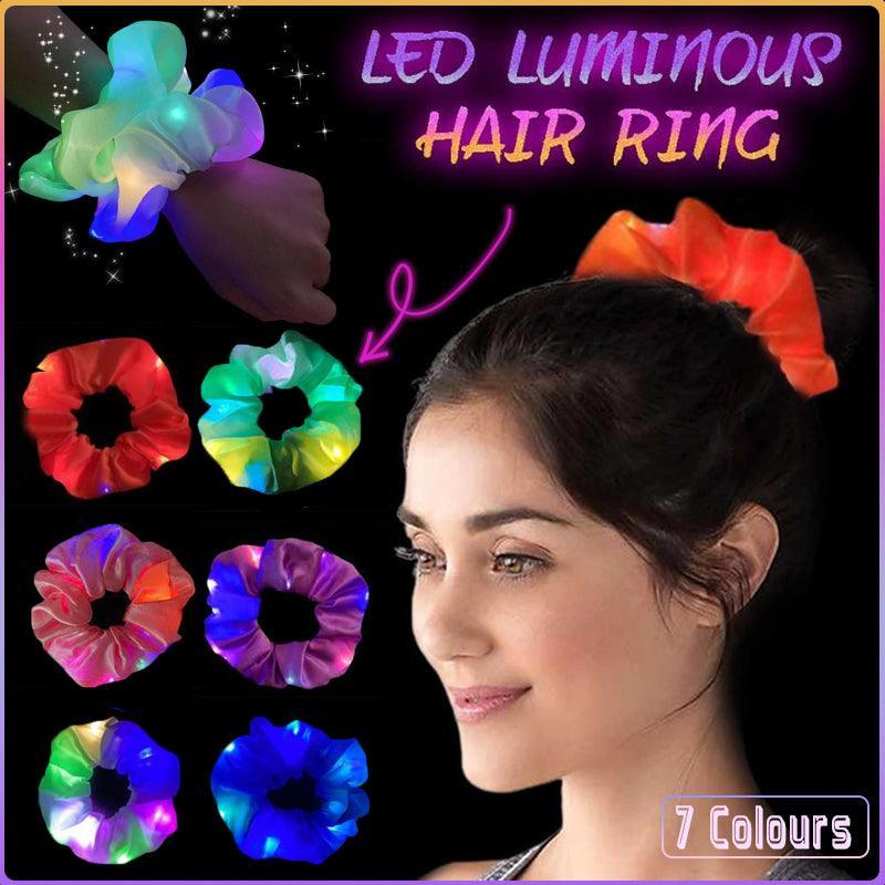 Led Shinny Hair Ties Elastic Scrunchies Women Teen Party Accessories - Green