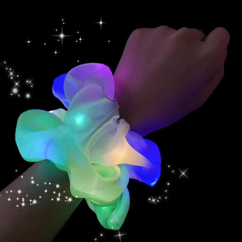 Led Shinny Hair Ties Elastic Scrunchies Women Teen Party Accessories - Orange