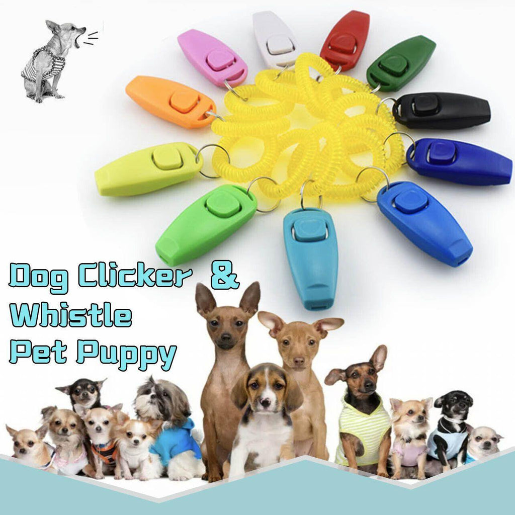 Dog Whistle and Clicker Set for Training Stop Barking Obedience Tool Combo - Light Blue