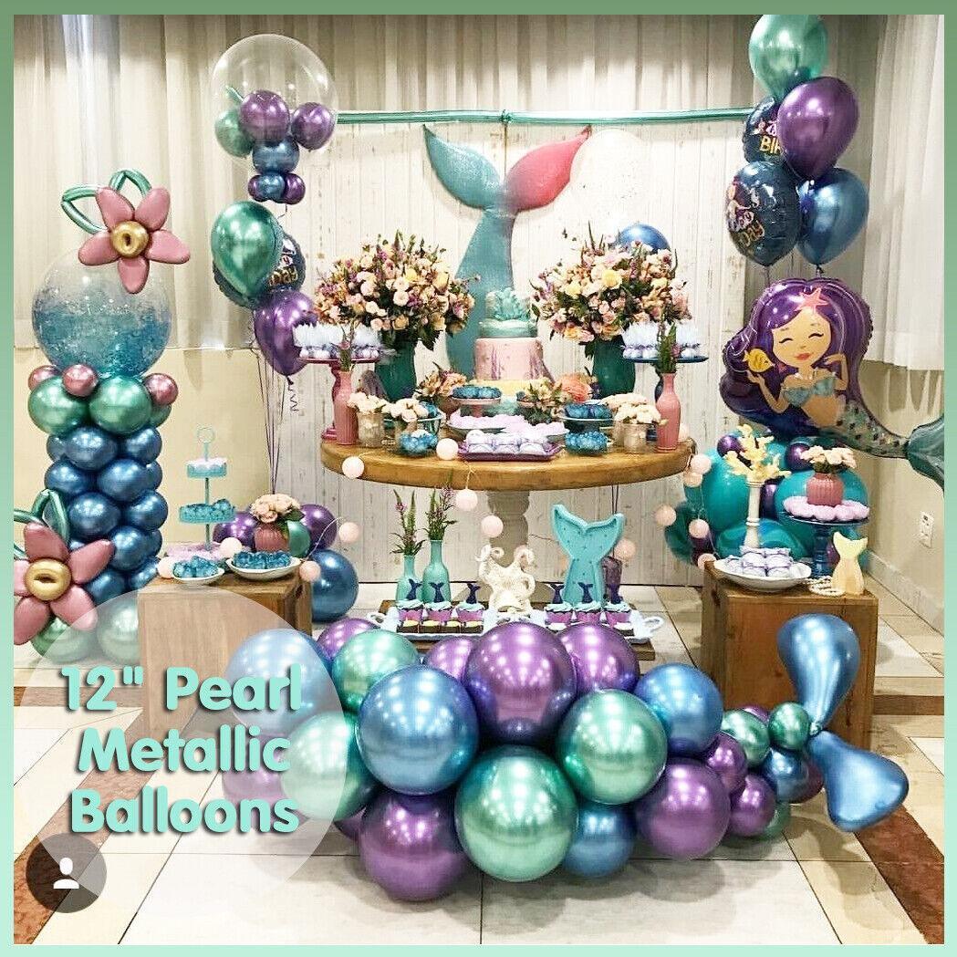 Metallic Latex Balloons 12 Inch Chrome Party Balloons for Birthday Wedding Decoration - Light Green 50PCS
