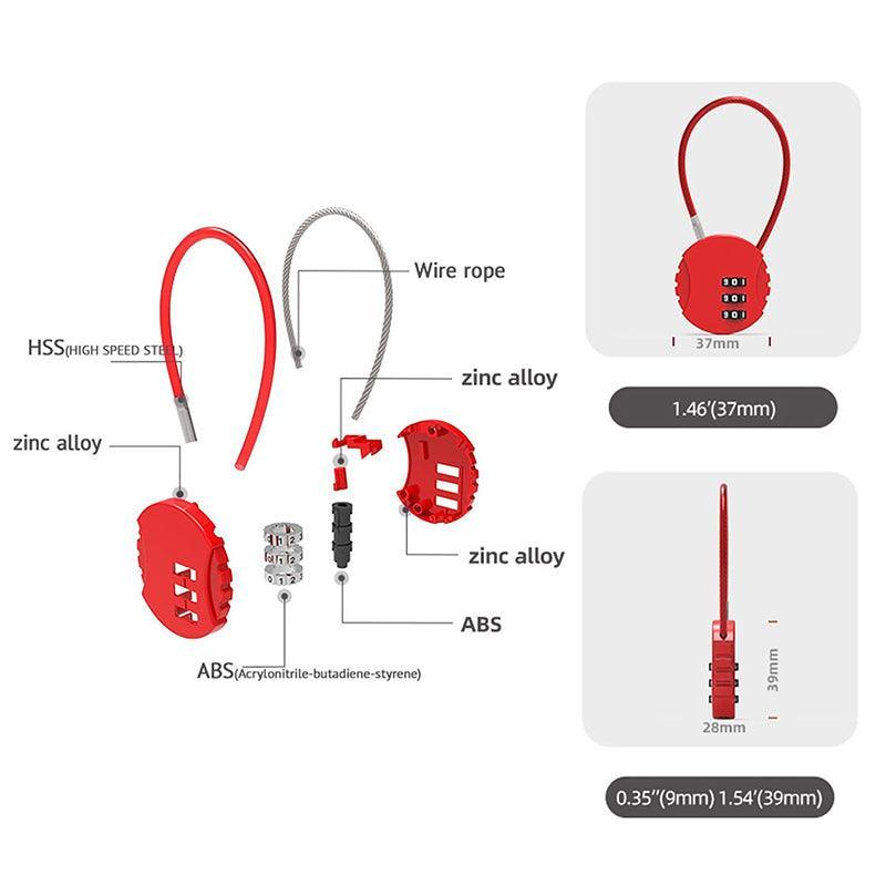 Combination Lock Padlock Locker 3 Digit Security Bike Suitcase Luggage Bag - Black