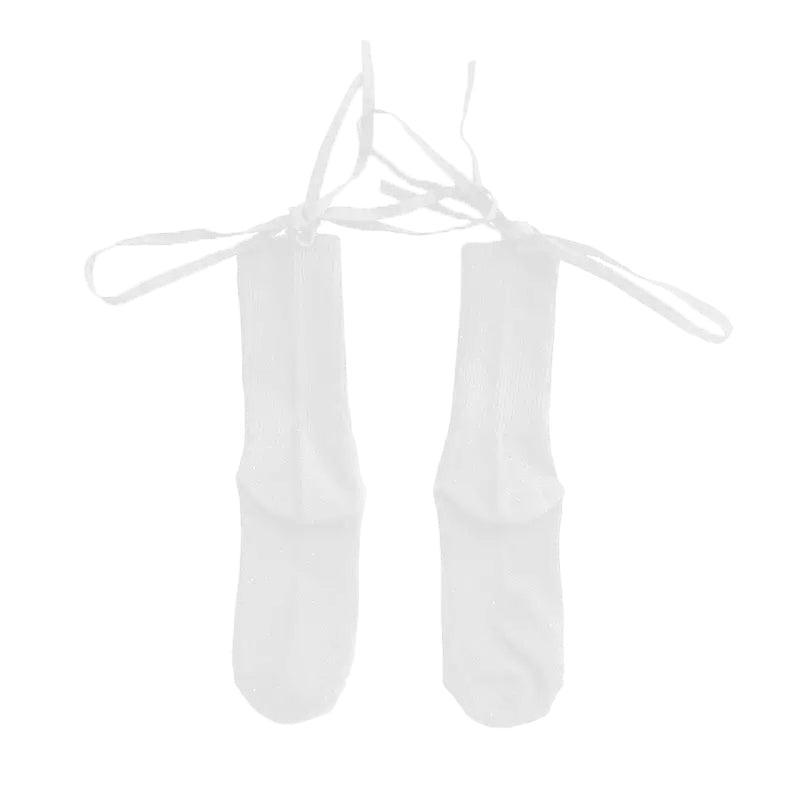 Cross-Tie Women Lolita Socks Bandage Stockings Korean Style Middle Tube Socks - White+Black