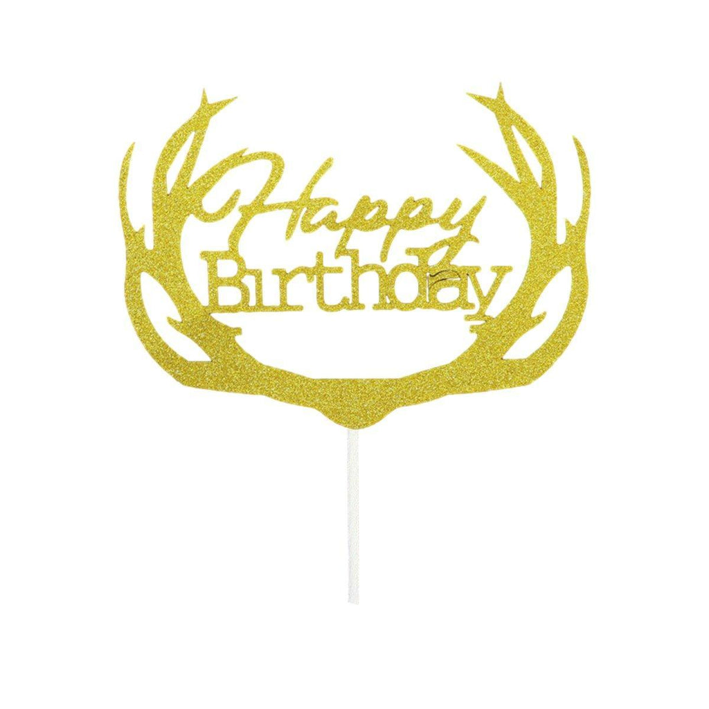 Happy Birthday Cake Topper Colour Printed Acrylic Party Decorations - Silver-Long Strip