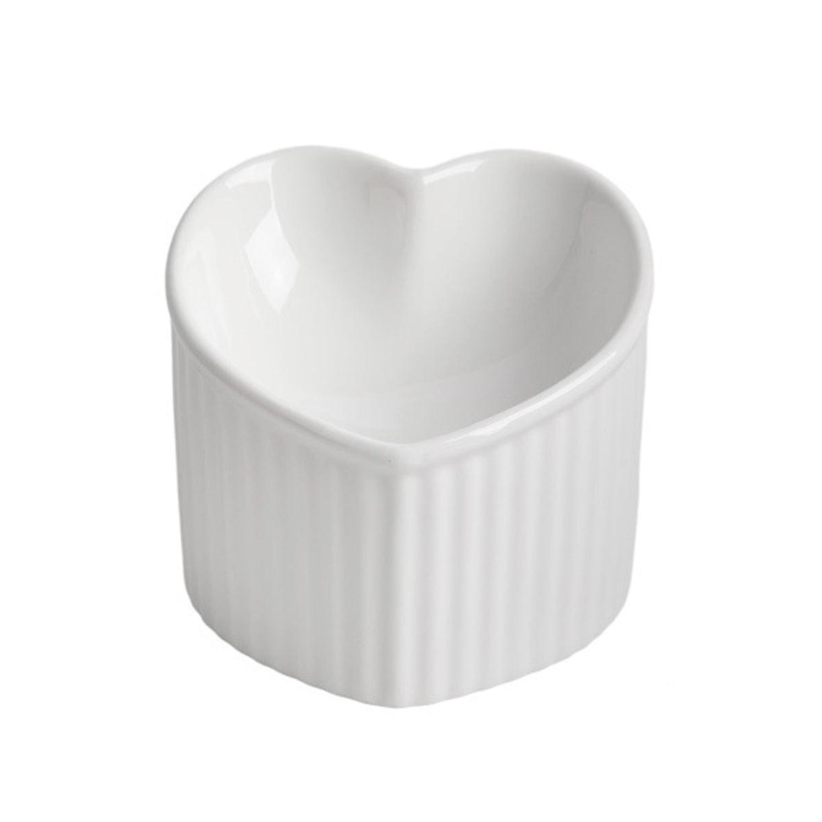 Love Shape Slanted Cat Bowl Ceramic Pet Bowl for Cats Food Water Feeding Dish - Dark Green