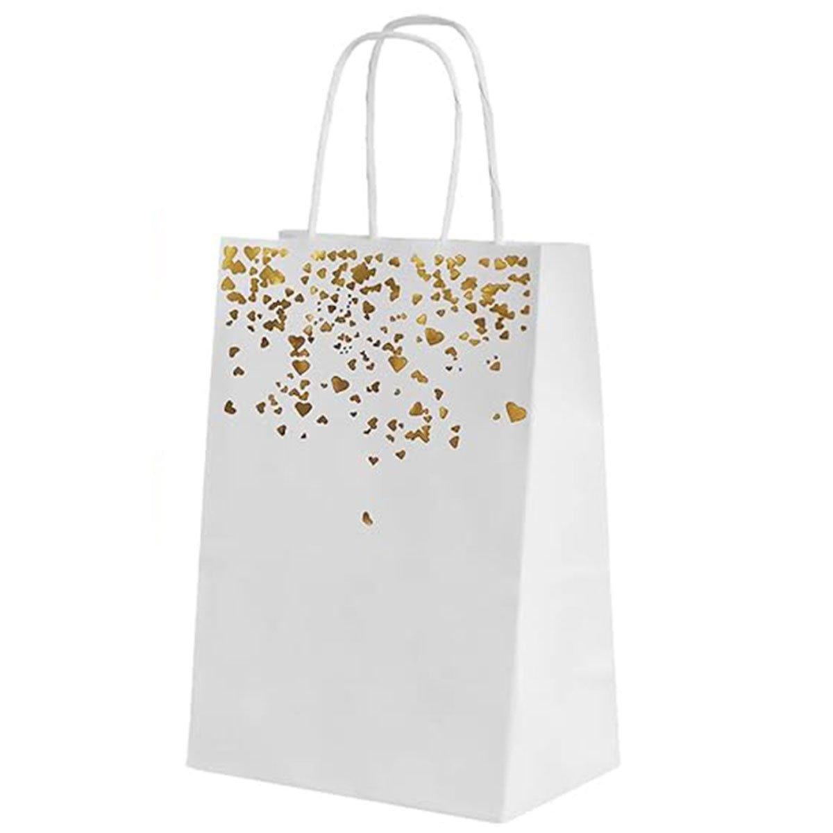 30PCS Kraft Paper Gift Bags Small Love Candy Bags Gold Foil Wedding Party Favors - Kraft Brown-Gold Foil
